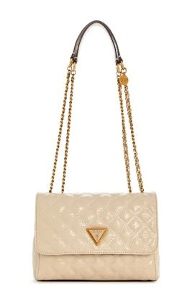 Guess GIULLY 2 COMP CONVERTIBLE FLAP Handbag: Alm/Beige