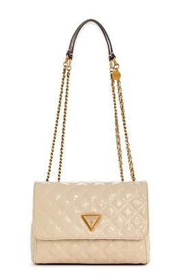 Guess GIULLY 2 COMP CONVERTIBLE FLAP Handbag: Alm/Beige