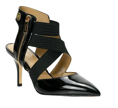 Michael Kors Strappy Meadow Mid Heel Pumps: Blk Pat