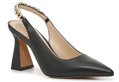 Vince Camuto Leather Chained Sling Back Pumps: blk