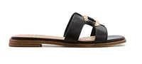 Taxi Flat leather Slip on slide: blk