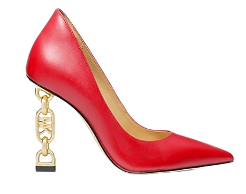 Michael Kors Tenley Empire Logo Embellished Leather Pump:RED