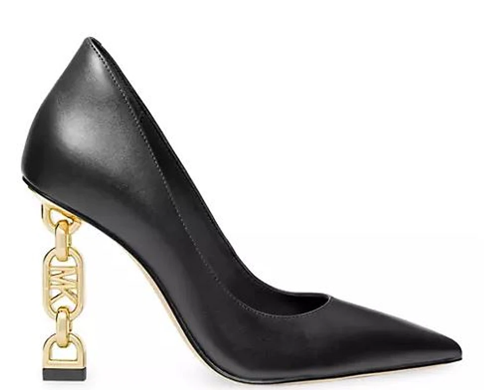 Michael Kors Tenley Empire Logo Embellished Leather Pump: BLK