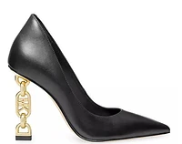 Michael Kors Tenley Empire Logo Embellished Leather Pump: BLK