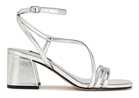 Nine West Women's Block Heel Sdls: Silver