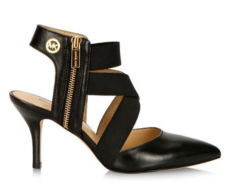 Michael Kors Strappy Mid heel Shoes: Blk lea