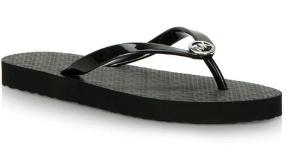 Michael Kors MK Flip Flops Logo: BLK