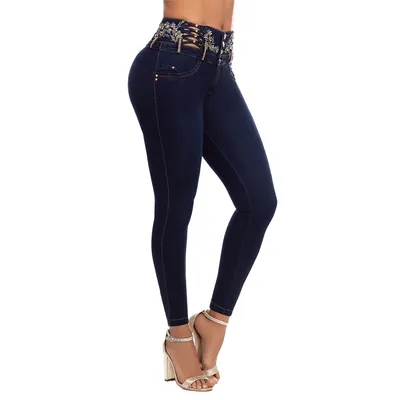 Jeans Black Colombian Butt Lift Tiro Alto Skinny Push Up Levanta Cola Plus  Size