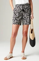 Tasseled-Drawstring Pull-On Shorts