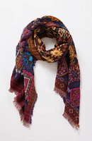 Hand-Stitched Diamond Medallions Jacquard Scarf