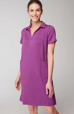 Fit Sleek Double-Knit Polo Dress