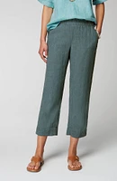 Pure Jill Linen Trapunto-Stitched Pants