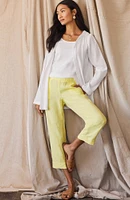 Pure Jill Linen Trapunto-Stitched Pants