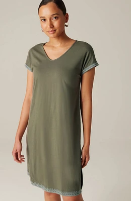 Pure Jill Relaxed Embroidered T-Shirt Dress