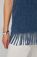 Pure Jill Fringed-Hem V-Neck Sweater