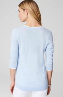 Contrasting-Tipped V-Neck Pullover Sweater