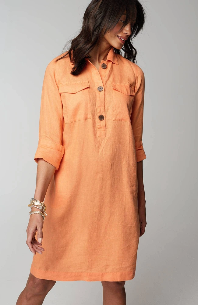 Linen Popover Shirtdress