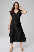 Elevated Ruffle-Trimmed Midi Dress