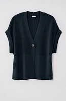 Ribbed-Detail Short-Sleeve Cardi