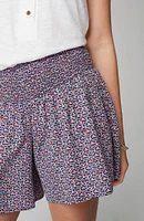 Smocked-Waist Crinkle Shorts
