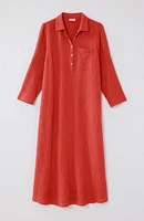 Cotton-Gauze One-Pocket Shirtdress