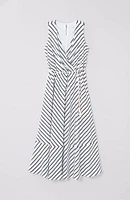 Striped A-Line Belted Dress