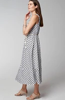 Striped A-Line Belted Dress