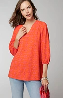 Contrasting-Eyelet Tunic