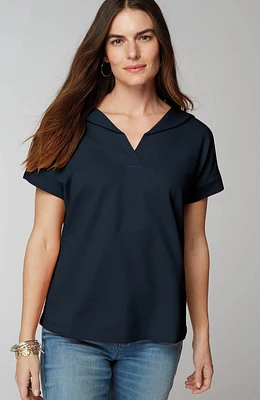 collared short-sleeve sweatshirt