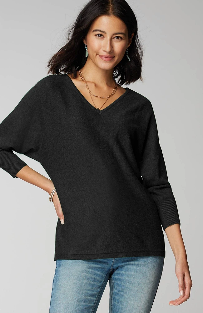 V-Neck Dolman Pullover Sweater