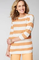 Cabana-Stripes Open-Knit Sweater