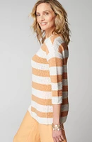 Cabana-Stripes Open-Knit Sweater