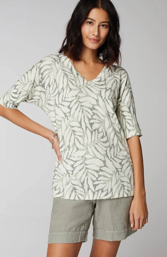 Pure Jill Lightweight Printed V-Neck Sweater