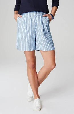 Linen & Rayon Pleat-Front Shorts
