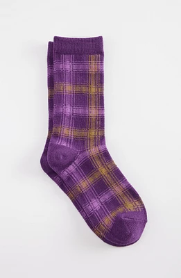 elevated plaid crew socks