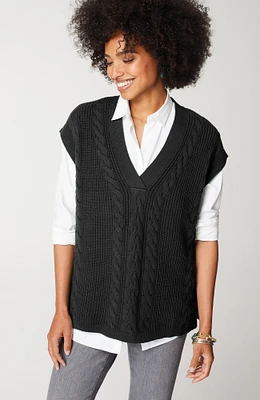 v-neck cable vest