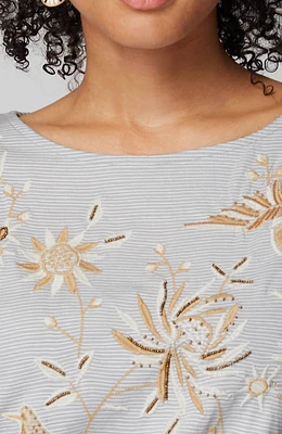 Pure Jill Beaded-Embroidery Tee
