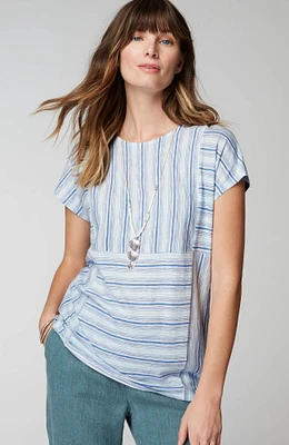 Pure Jill Round-Neck Variegated Striped Tee