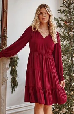 tiered smocked-sleeve dress