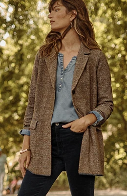 tweed-textured sweater-jacket