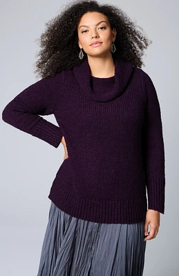 textured cowl-neck sweater