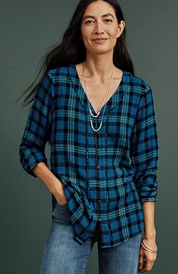 crinkled plaid top