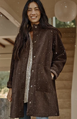 pure jill reversible long teddy coat