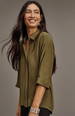 wearever easy-care high-low button-down