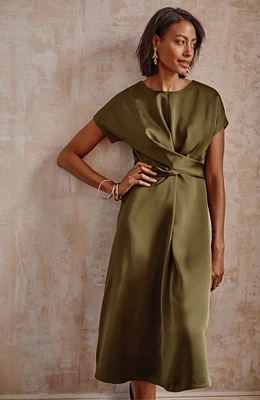 wearever satin wrap-waist dress