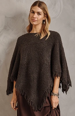 italian bouclé asymmetric poncho