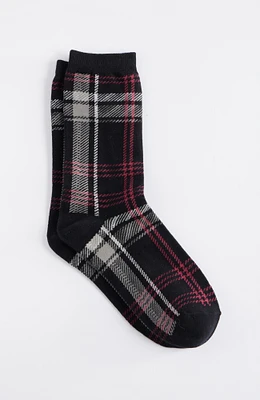 large-scale plaid crew socks