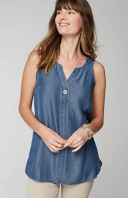 Sleeveless Indigo Top