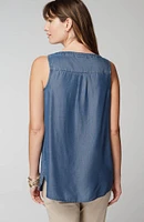 Sleeveless Indigo Top