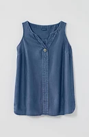 Sleeveless Indigo Top